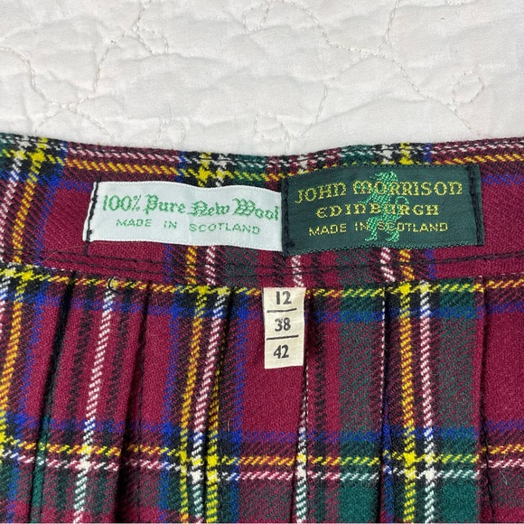 🔥Vintage John Morrison Edinburgh Kilt 100% Wool Tartan Paid Pleated Wrap Skirt - Picture 9 of 15